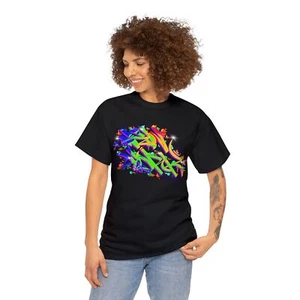 New York graffiti adult Unisex Heavy Cotton t shirt black neon rap hip hop - Picture 1 of 7