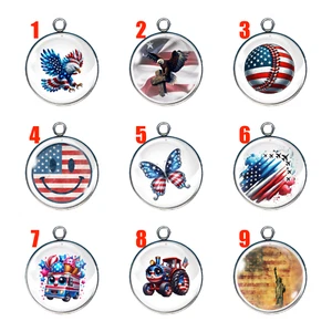 American Patriotism Glass Cabochon Charms - Picture 1 of 23