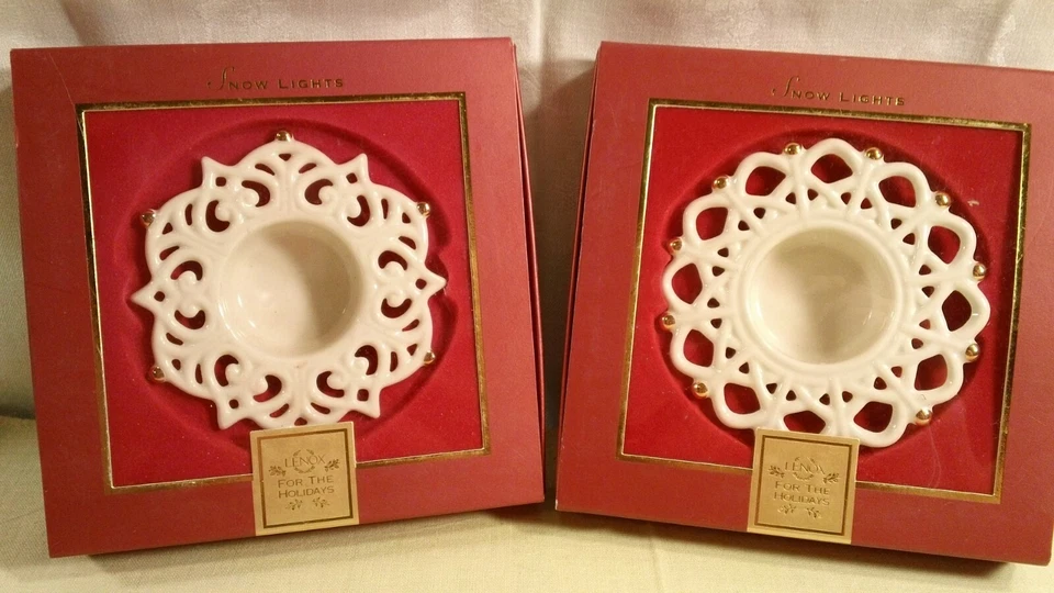 Lenox Snow Lights - Holidays Porcelain Tea light Votive Candle Holder Gold Trim