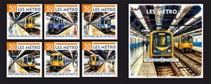 Stamps Trains Metro 6 stamps + block perforated NEW 2024 year - Picture 1 of 1