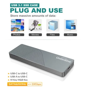 USB C 3.1 Externe Festplattengehäuse für SATA SSD Festplatte M.2 NVME NGFF Case - Bild 1 von 12