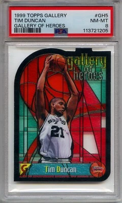 TIM DUNCAN 1999 TOPPS GALLERY OF HEROES #GH5 PSA 8 NEAR MINT! STAINED GLASS! - Image 1 of 4