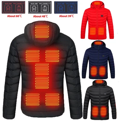 MARKENLOS Herren Damen Beheizbare Heizjacke Mantel USB Beheizte Winter Warm Hoodie Jacke