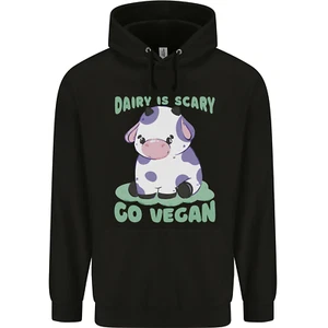 Dairy Is Scary Go Vegan Funny Childrens Kids Hoodie - Picture 1 of 84