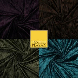 4 COLOURS- Crushed Lines Velvet Velour Fabric Material Backdrop Curtains Stretch - Picture 1 of 13