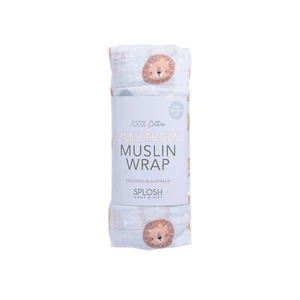 Splosh Baby Lion Cotton Muslin Wrap Swaddle/Blanket Rectangle 108cm Blue 0+ - Picture 1 of 3