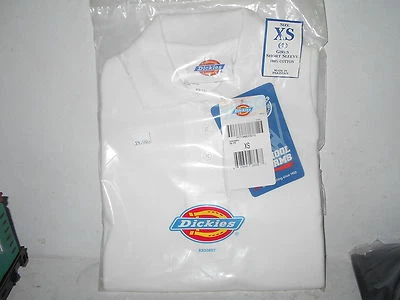 Dickies Girls Short Sleeve Polo Shirt Uniform - White- Size X-Small (4) - New - Image 1 of 2