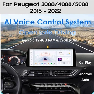 Autoradio für Peugeot 3008/4008/5008 8Kern Android 12 GPS CarPlay Navi 4+32GB BT - Bild 1 von 24