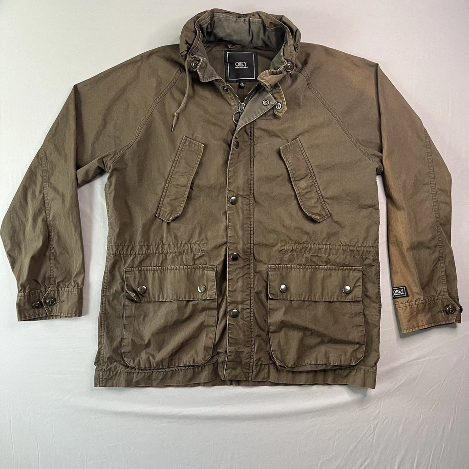 Chaqueta OBEY Propaganda Para Hombres X-Grande Marrón Militar Cremallera Completa A Presión Abrigo Utilitario Foto 1 de 4