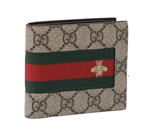 Vintage GUCCI 408827 Bee Bifold Wallet GG Supreme Canvas - Picture 1 of 15