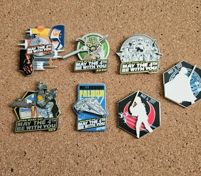 Lote de 7 prendedores Disney Star Wars Day 2017-2021 lanzamiento limitado total Yoda, Vader Foto 1 de 4