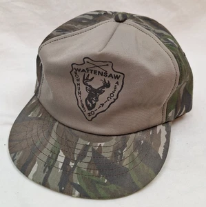 Vintage Tree Bark Camo Hat Wattensaw Bowhunters Association Snapback Arrowhead - Picture 1 of 4