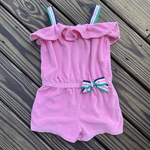 JANIE and JACK Terry Romper In Preppy Pink Girls 5 - Picture 1 of 7