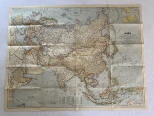 Vtg Map National Geographic Magazine Asia And Adjacent Areas March 1951 37x29” - Picture 1 of 7