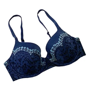 Victoria's Secret Body by Victoria Dark Blue with Lace Padded Bra, size 32D - Picture 1 of 3