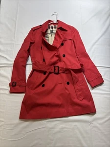 Women Burberry Trench Coat Red Double Breasted Amberford Size US 8 NWT - Picture 1 of 14