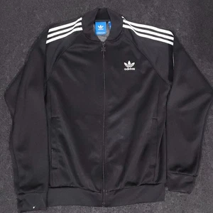 Adidas Originals SST Track Jacket Mens Medium Black Full Zip Trefoil Performance - Picture 1 of 17