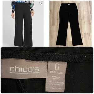 Pantalón Chico’s Pull On Relajado Pierna Recta Talla 0 Pequeño 4 Negro Elastizado tiro Medio - Imagen 1 de 8