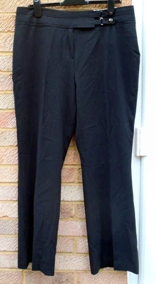 M&S PER UNA Black Buckle Detail Bootcut Trousers - Size 16 - Image 1 of 4