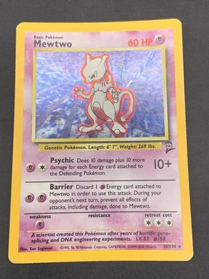 Mewtwo 10/130 Base Set 2 2000 Holo Rare WOTC Pokémon Card TCG MP - Image 1 of 4