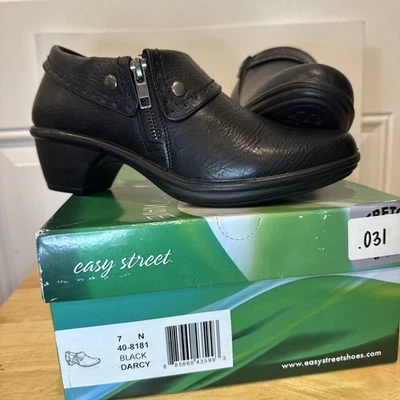 Nuevos Zapatos Darcy Easy Street Azul Marino Oscuro, Talla 7N - ¡Confort Elegante con Cremallera! Foto 1 de 4