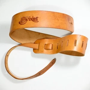 RARE: Vintage S. YAIRI Genuine Tochigi Leather Guitar Strap, Japan 1960s - 2.5" - Picture 1 of 13