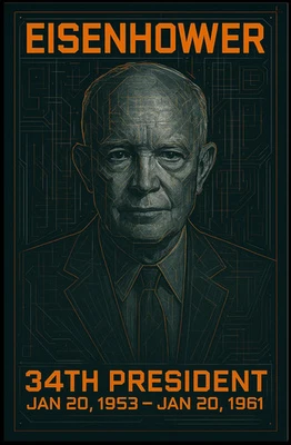 Dwight D. Eisenhower 34th President of the United States Techno Schematic Poster - Image 1 of 4