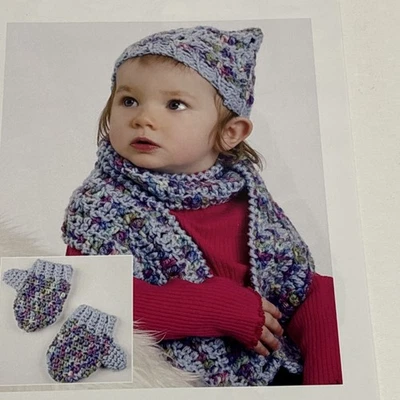 Confetti Waves Hat Scarf Mitten Child Size Crochet Pattern Page From Book - Image 1 of 3