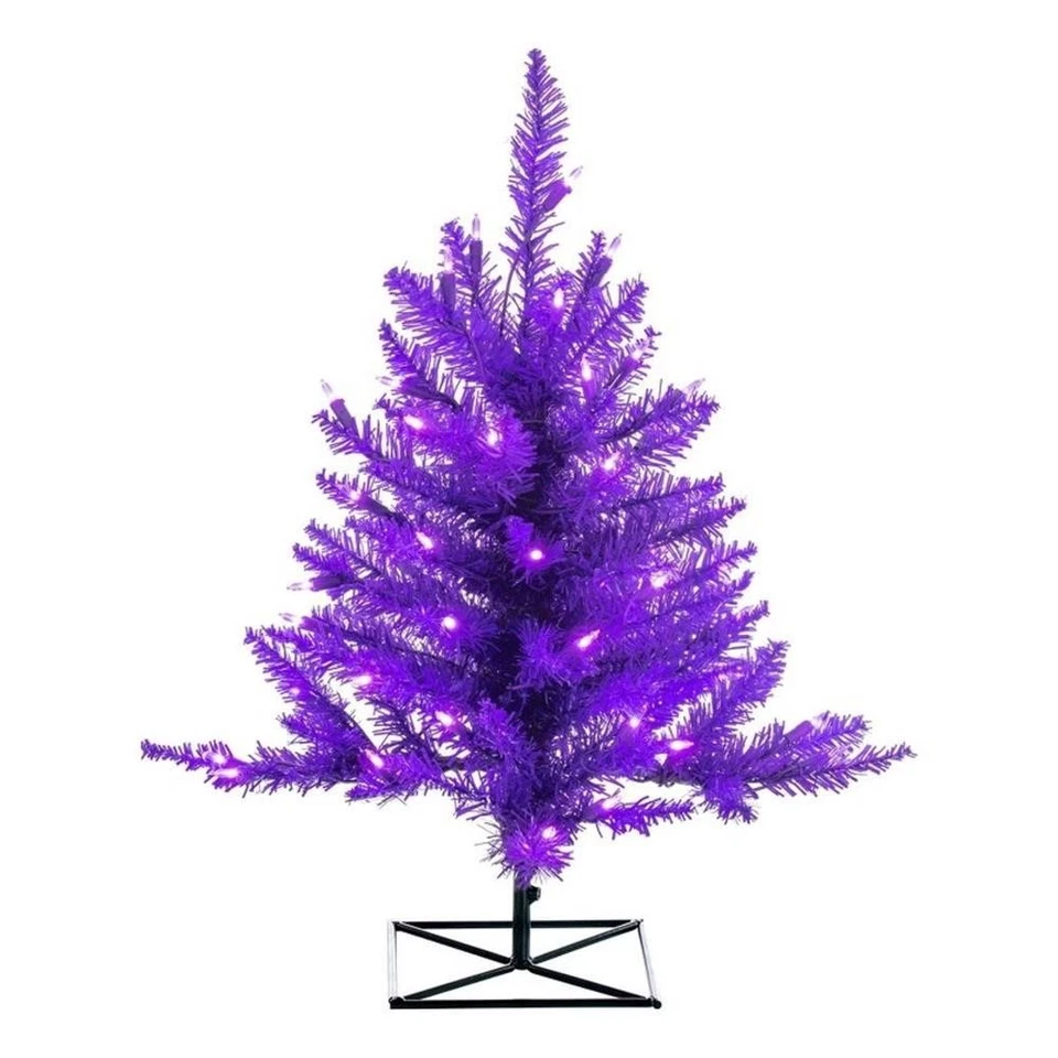 Vickerman 36" Plastic Fir Dura-lit LED Artificial Christmas Tree in Purple - Image 1 of 1