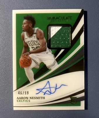Panini Immaculate Aaron Nesmith 2020-21 verdadero parche automático RPA/99 Pacers Foto 1 de 4