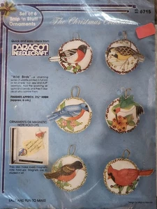 Vintage Paragon Needlecraft Wild Birds Ornament Kit Christmas Set of 6 - Picture 1 of 6