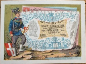 Italy Italian Currency Banknote 1890 French Victorian Trade Card, Man, Litho - Picture 1 of 1