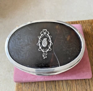 MAPPIN & WEB SILVER JEWELLERY BOX WITH SILVER PIQUE DECORATION ON LID - Picture 1 of 9