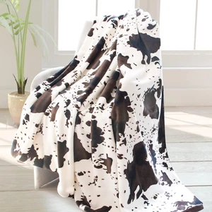 Cow Print Blanket Soft Flannel Cozy Cute Fleece Blankets and Throws for Adults K - Picture 1 of 12