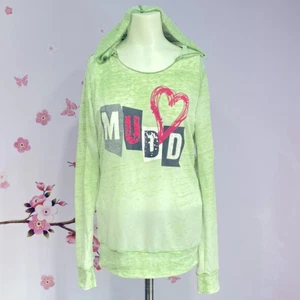 Mudd Green White With Logo Graphic Long Sleeveless Hoodie Size Girl's XL (16) ! - Picture 1 of 8