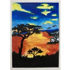 PEINTURE ORIGINALE ACEO mini carte d'art signée nature magnifique arbre du ciel du soir