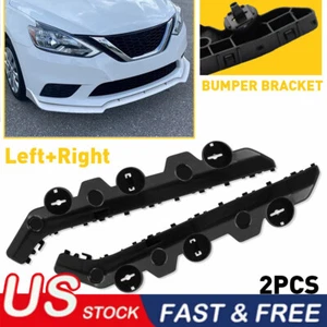 BUMPER BRACKET FRONT LEFT + RIGHT FIT For 2016 2017 2018 19 NISSAN SENTRA BLACK - Foto 1 di 8