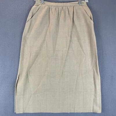 Винтажная трапециевидная юбка Jones New York размер 10 хаки миди лен задние карманы на молнии богемное б/у в отличном состоянии - Изображение 1 из 4