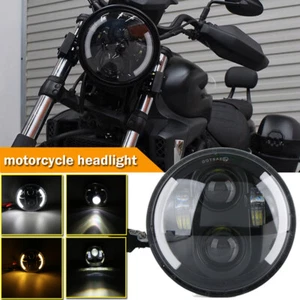 Universal 5-3/4" 5.75 inch Headlight Motorcycle Hi/Lo DRL LED Turn Signal Light - Picture 1 of 11
