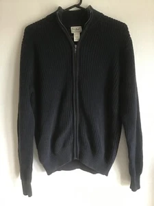 LL Bean Cotton Full Zipper Heavy Knit Sweater Size Medium - Picture 1 of 3