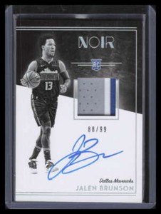 2018-19 Panini Noir 332 Jalen Brunson BW Rookie Patch Auto 88/99 Black and White