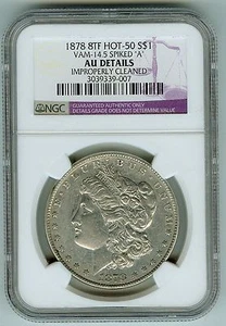 1878 8 Tailfeather VAM 14.5 Hot 50 NGC AU Details "Spiked A" Reverse - Picture 1 of 2