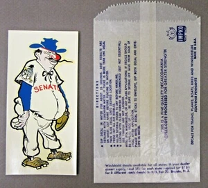 1950's Impko WASHINGTON SENATORS baseball water slide decal rat rod! MIP - Picture 1 of 3