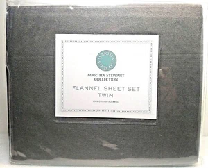 Martha Stewart Collection ~Flannel Sheet Set ~Twin ~Gray - Picture 1 of 4