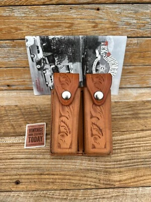 Vintage Tex Shoemaker Brown Hand Floral Carved 45 1911 Quad 4 Magazine Carrier B - Image 1 of 4