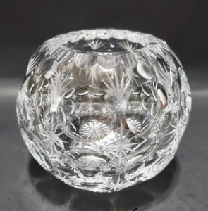 Vintage Neubert Bleikristall Etched 4" Fauceted Rose Bowl Vase, Clear Crystal - Picture 1 of 20