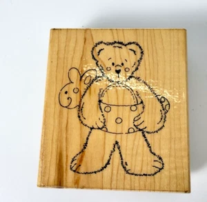 Beary Sunny Summer Q286~Beach~Teddy~Float~HTF~Rubber Stamp~3"X 3.5"~JRL Designs - Picture 1 of 7