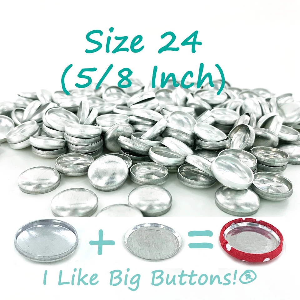 100 Cover Buttons: Pick FLAT or WIRE Size 24 (5/8"/15mm) Fabric Covered Buttons - Image 1 of 4
