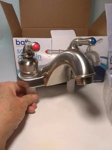 Bathroom Sink Faucet Double handles with Pop-Up , brushed Nickel Finish..New - Picture 1 of 10
