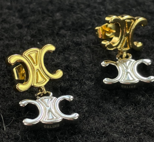 Vintage Gold and Silver Drop Celine Earrings 25mm